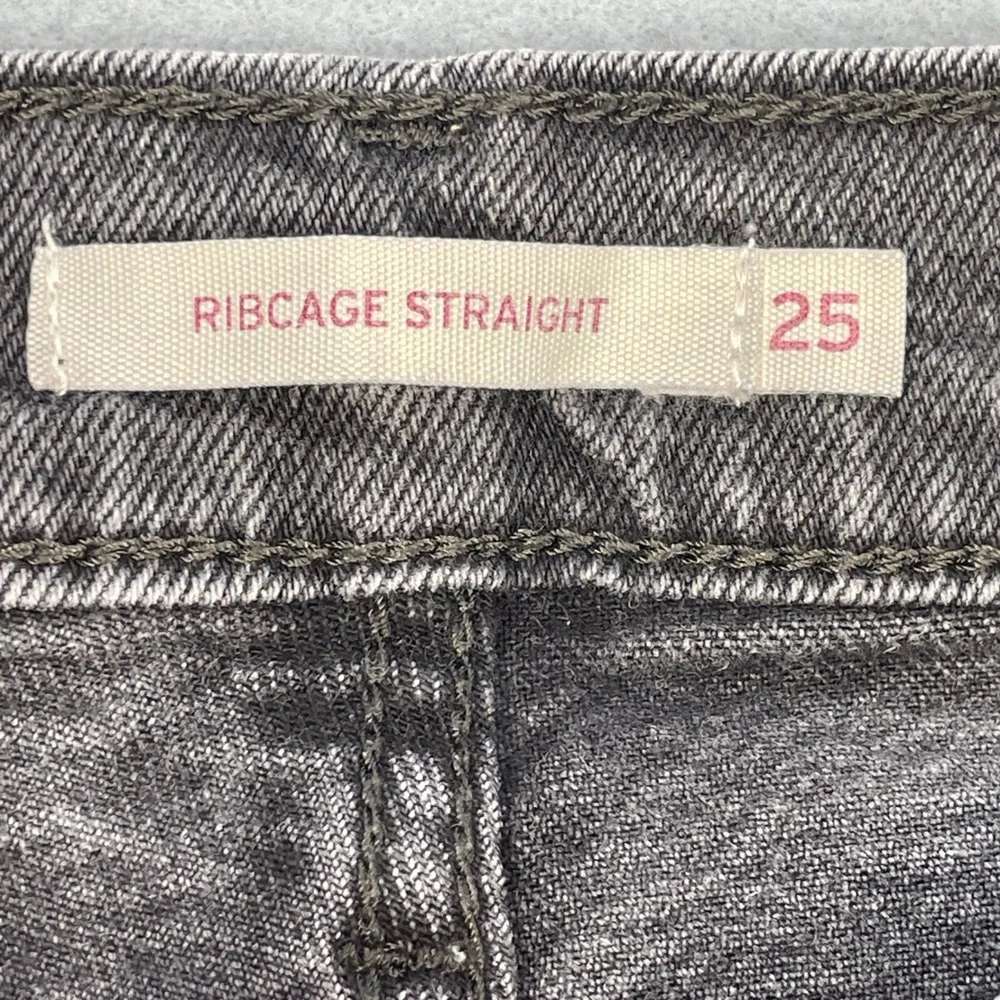 Levi's Black Ribcage Straight High Rise Button Fly Jeans Women 25
